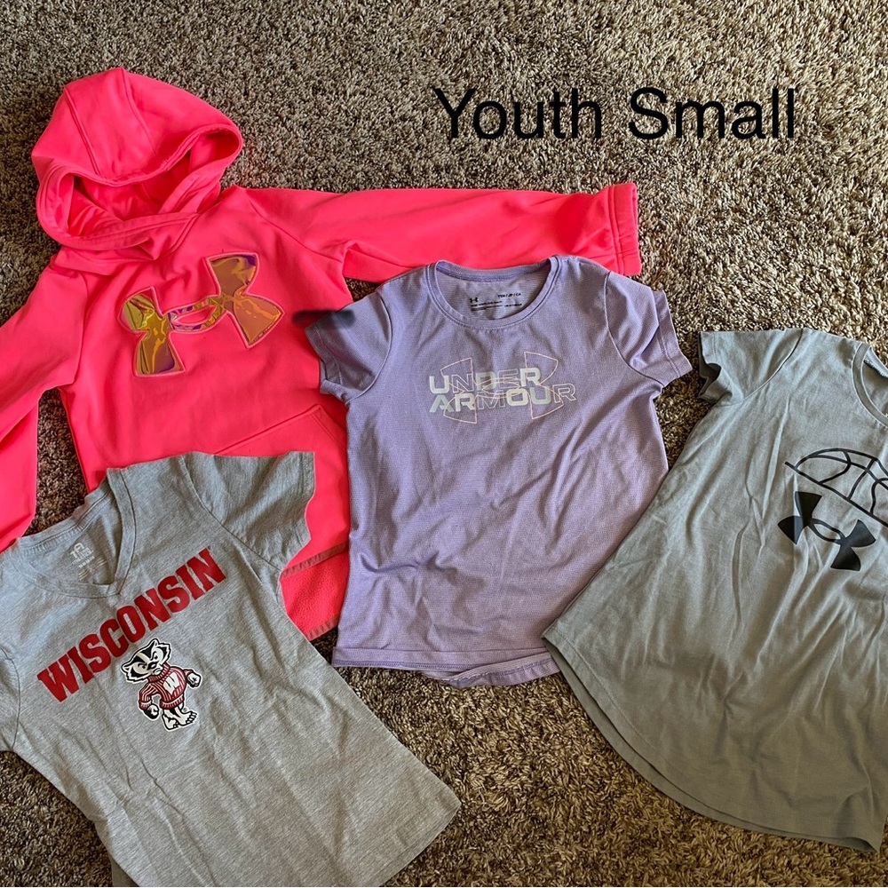 Under Armour Kids' Pink Hoodie and Gray T-Shirts Set